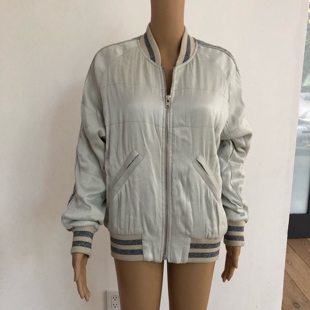 Iro satin and sequence bumber jacket